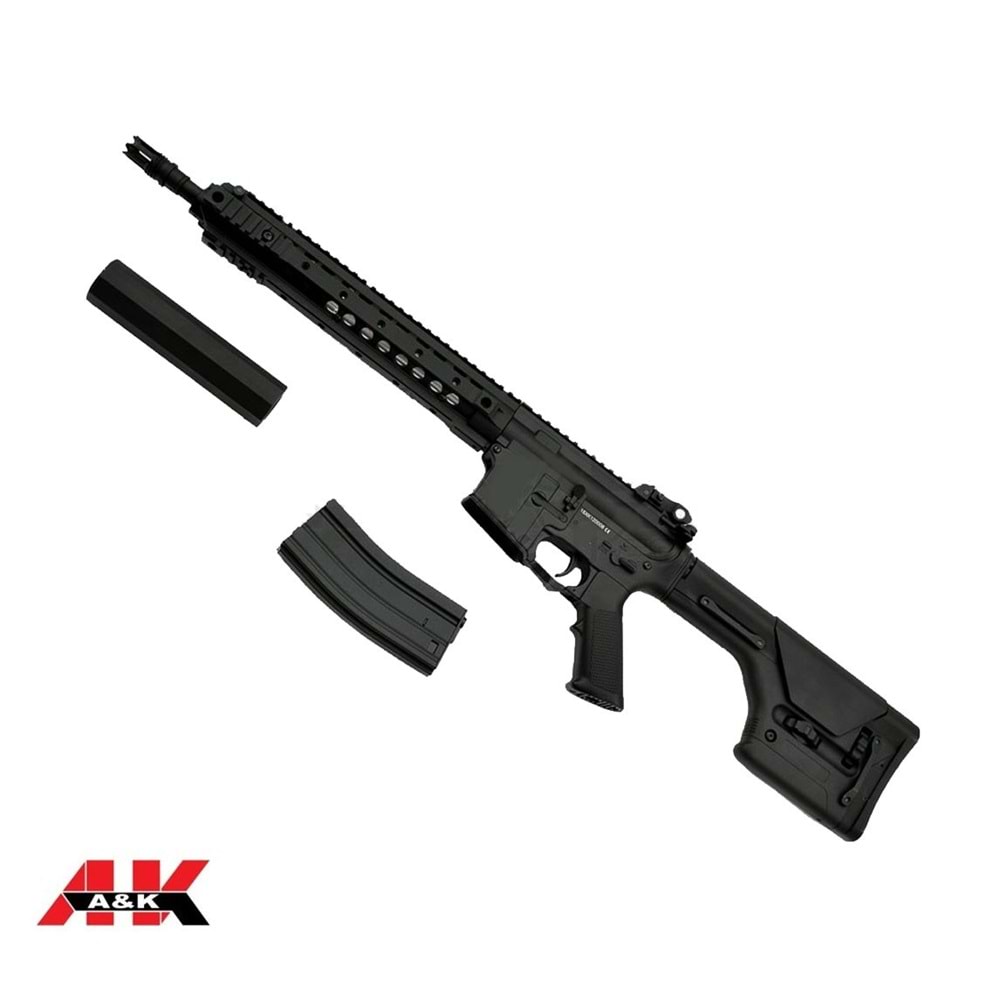 A&K M4 DMR Diamond Head Susturucu Replikalı AEG Airsoft Tüfek - Siyah