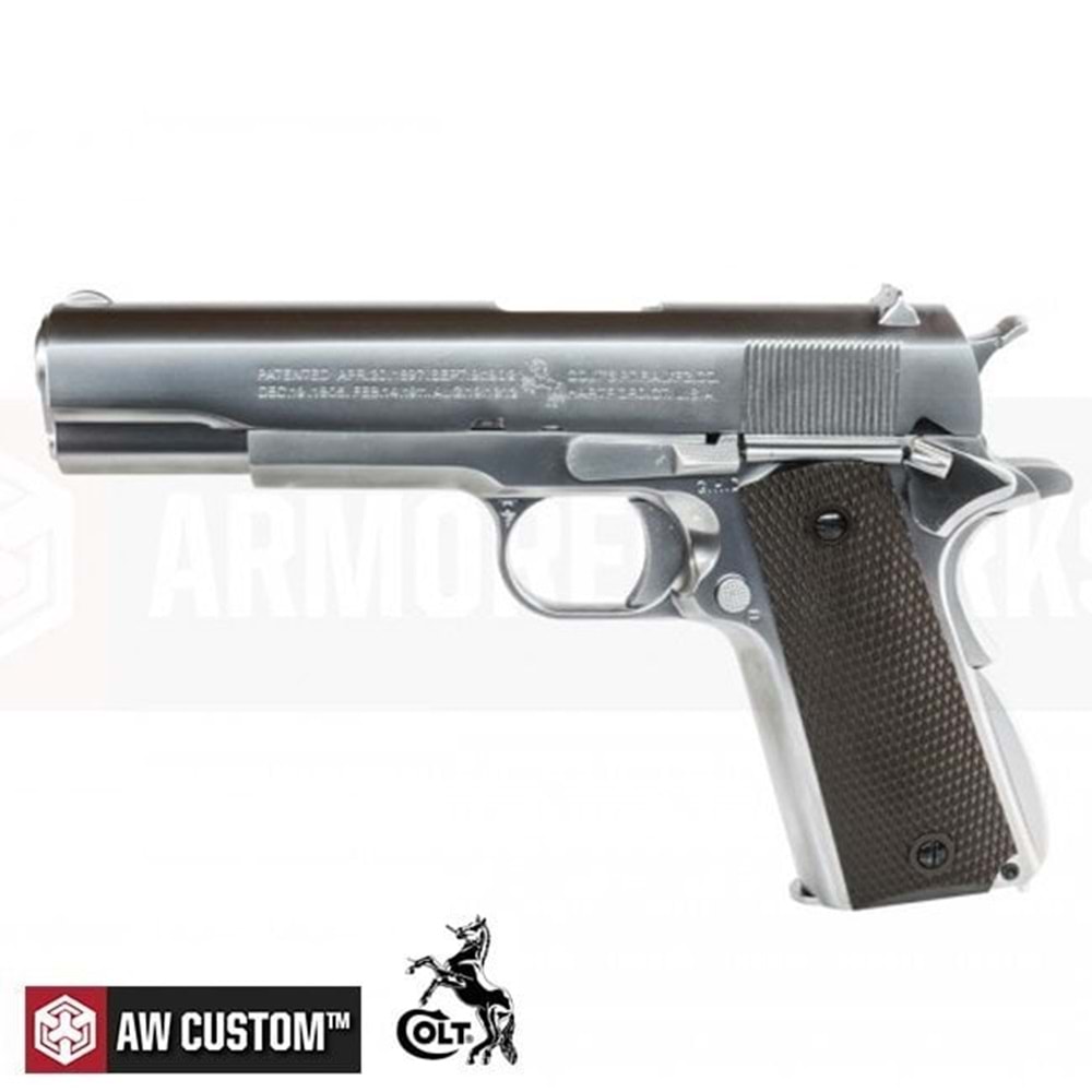 AW CUSTOMS COLT LISANSLI 1911A1 GBB AIRSOFT TABANCA - GÜMÜŞ RENK