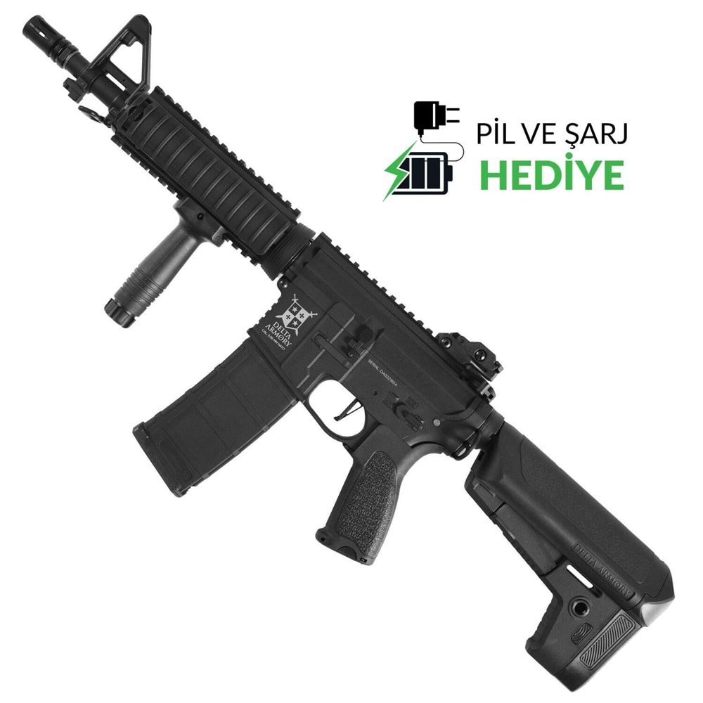 Delta Armory AR15 RIS BRAVO CQB-R Siyah AEG Airsoft Tüfek / Pil Şarj Setli DA-B01