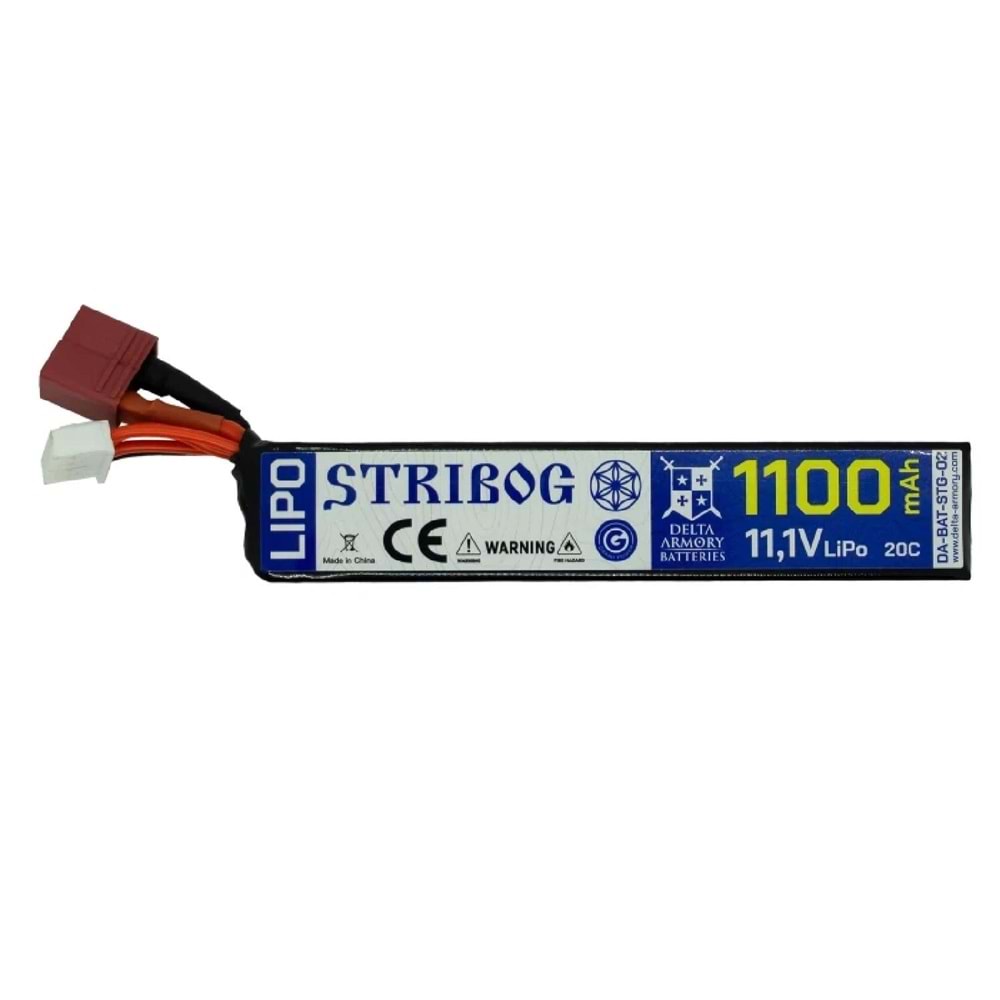Delta Armory Stribog Airsoft Pil 11.1V LiPo 1100mAh 20C T-plug