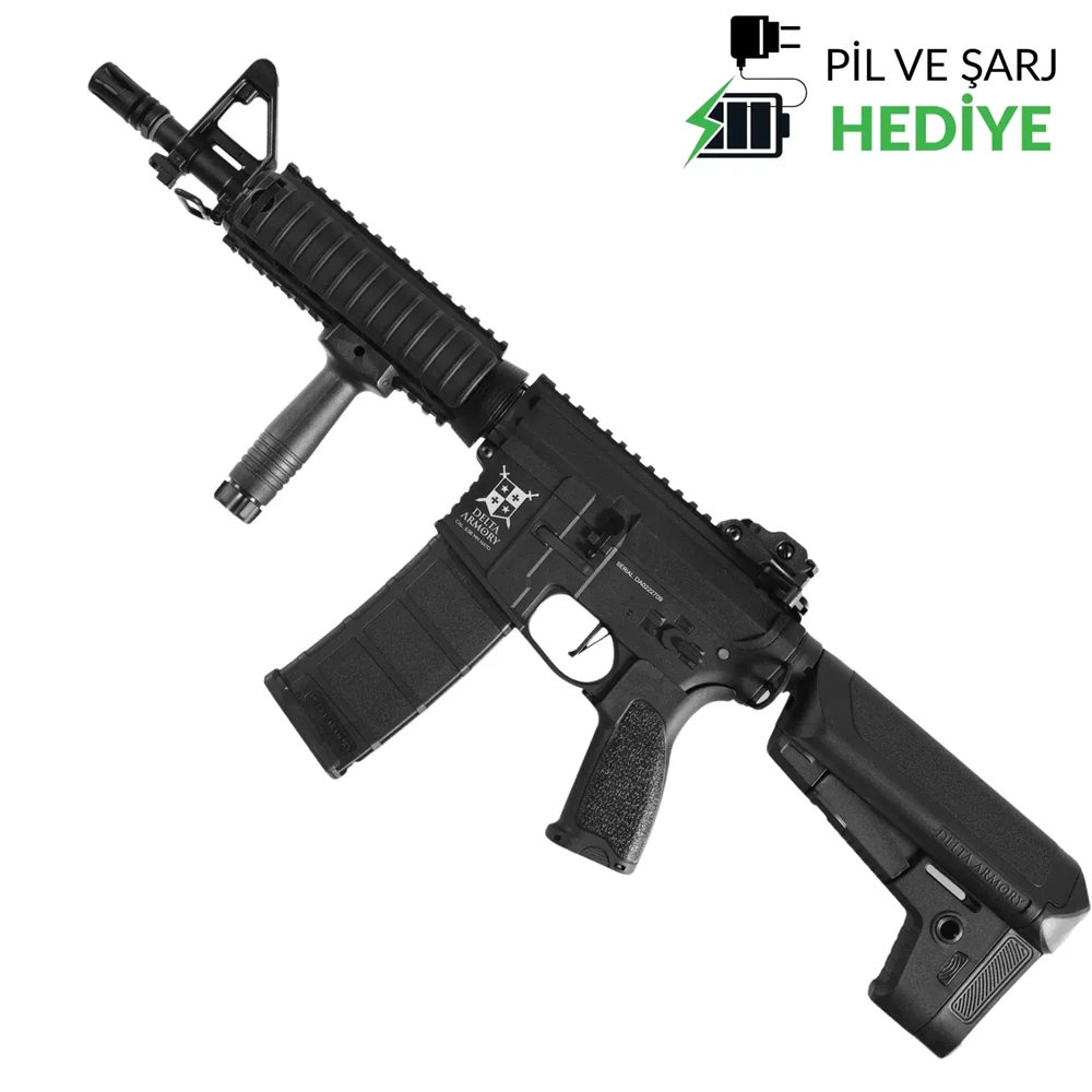 Delta Armory M4 AR15 CQB-R Charlie Siyah AEG Airsoft Tüfek Siyah / Pil Şarj Setli