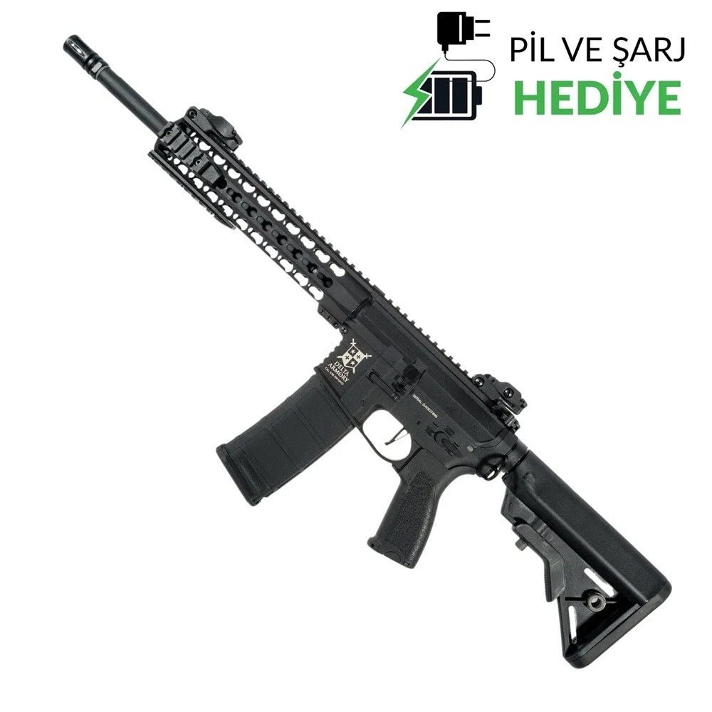 Delta Armory M4 AR15 KeyMod 10'' Charlie Siyah AEG Airsoft Tüfek / Pil Şarj Setli