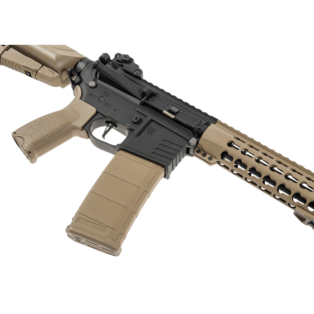 Delta Armory M4 AR15 KeyMod 10'' PREDATOR Charlie TAN Siyah AEG Airsoft Tüfek / Pil Şarj Setli
