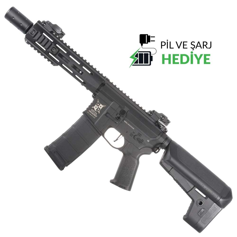 Delta Armory M4 AR15 M-LOK SilentOps 8'' Charlie Siyah Airsoft Tüfek SET DA-C10