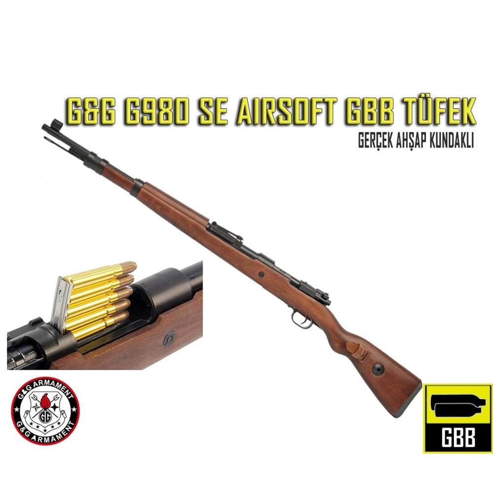 G980 SE AIRSOFT KAR98 SHELL EJECT GBB TÜFEK + SET KARTUŞ + Dummy