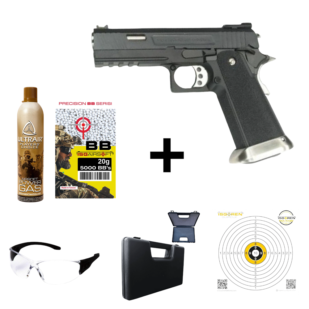WE Hi Capa 4.3 ALLOSAURUS SIYAH FullAUTO Airsoft Tabanca Seti