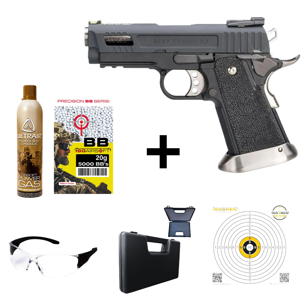 WE Hi Capa 3.8 SIYAH FullAUTO Airsoft Tabanca Seti-Velociraptor