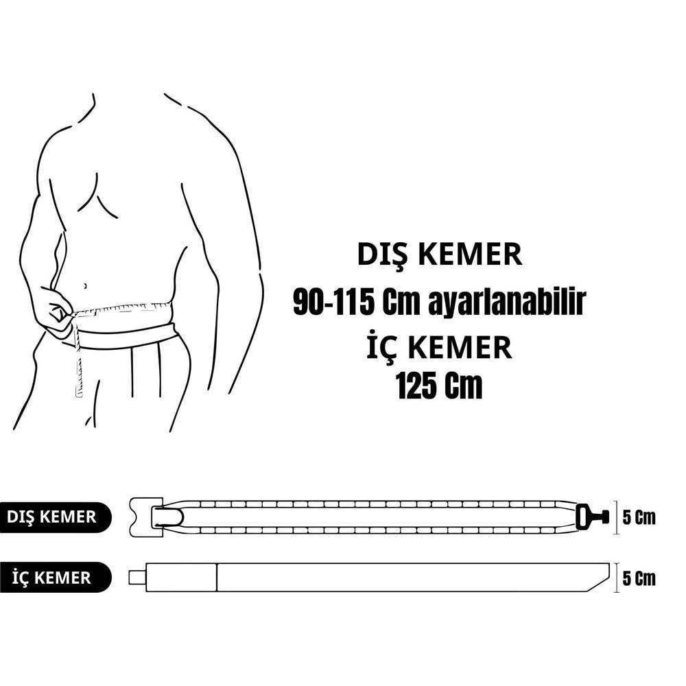 Mas Tactical® Görev Kemeri 6163 Metal Düz Toka Siyah