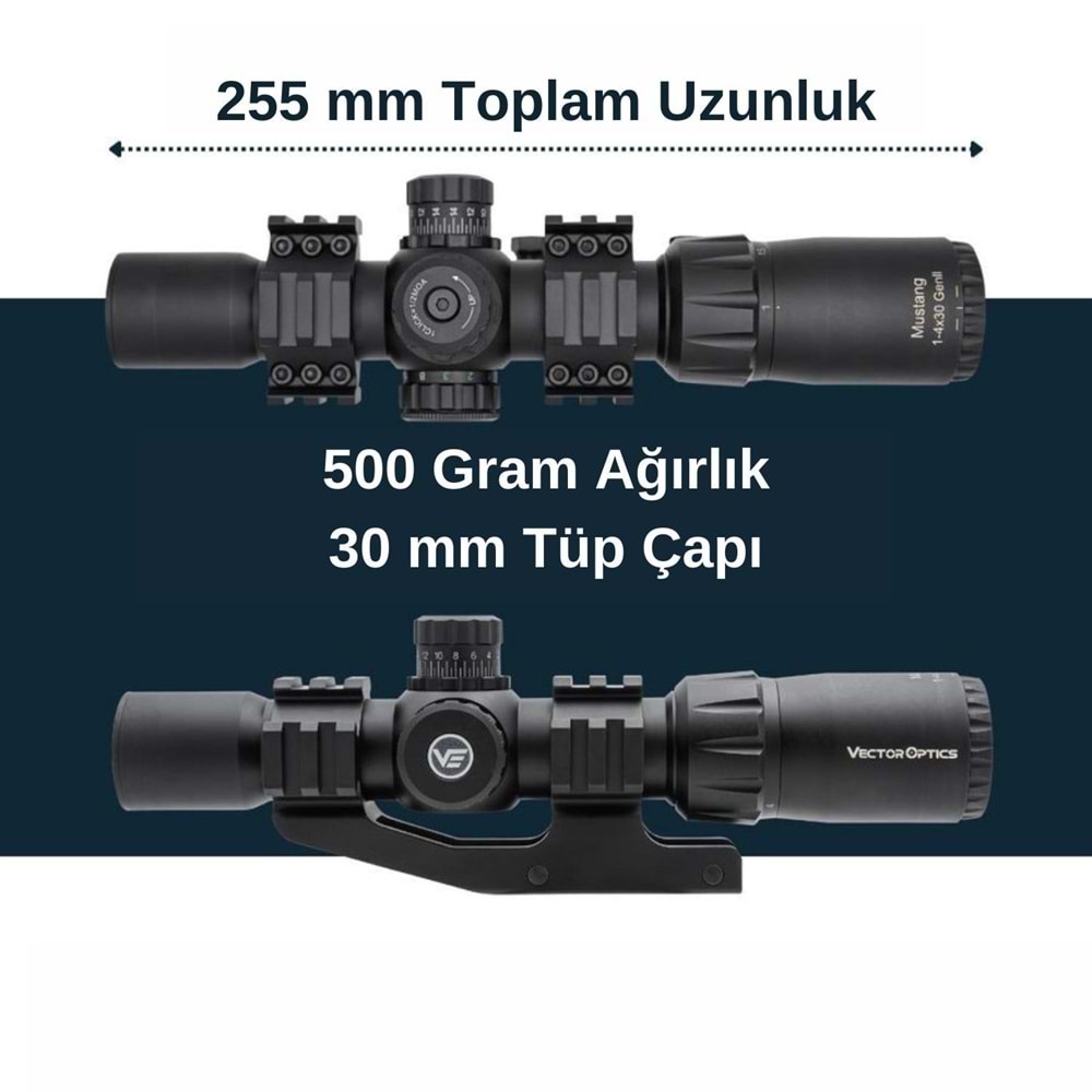 VECTOR OPTICS Mustang GENII 1-4x30 SFP Tüfek Dürbünü