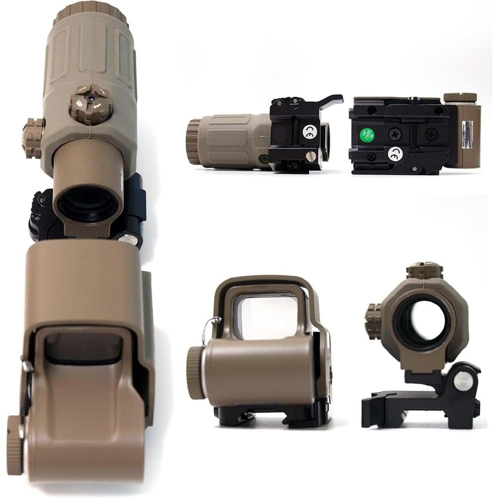 SOTAC 558 G33 TAN Red Dot Holographic Reflex Sight + G33 3X Magnifier Combo Built-in Flip QD Mount Nişangah - TAN
