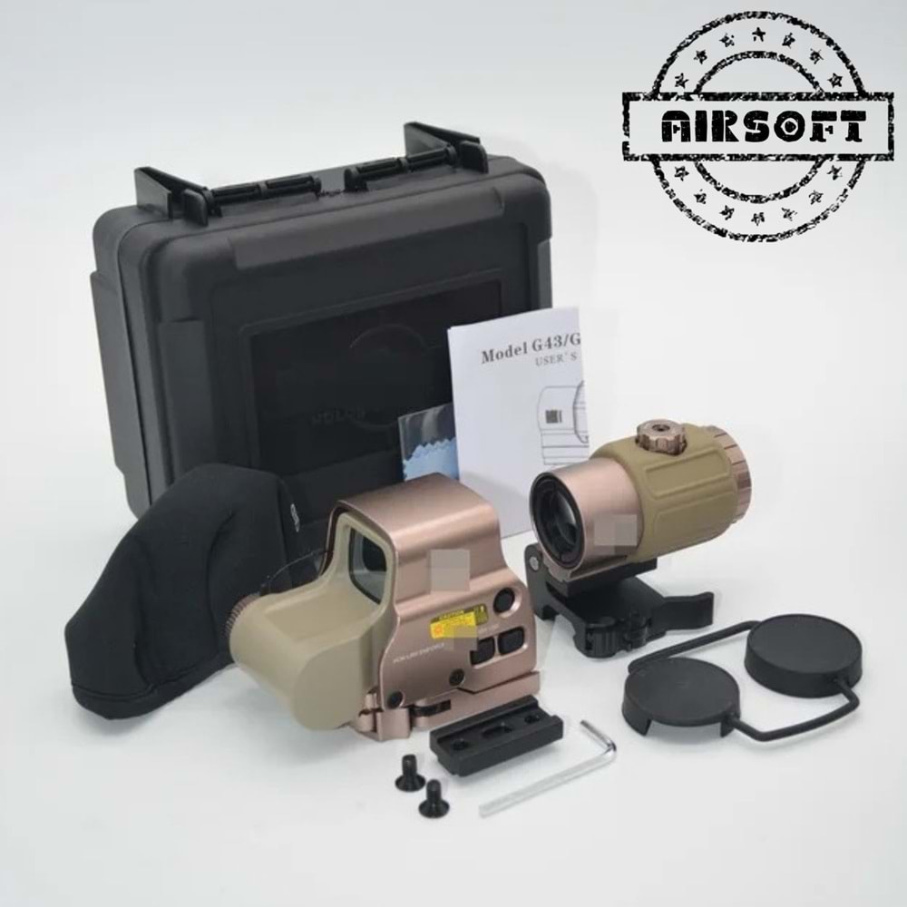 SOTAC 558 G43 Red & Green Dot Holographic Reflex Sight Scope with G43 3X Magnifier Combo Built-in Flip QD Mount Nişangah- Pembe