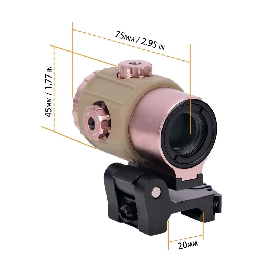 SOTAC 558 G43 Red & Green Dot Holographic Reflex Sight Scope with G43 3X Magnifier Combo Built-in Flip QD Mount Nişangah- Pembe