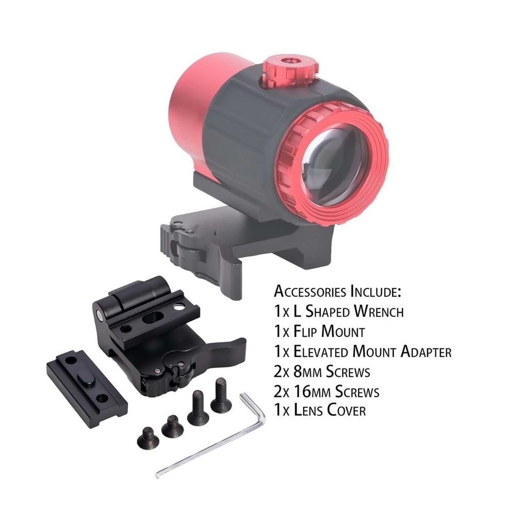 SOTAC 558 G43 Red & Green Dot Holographic Reflex Sight Scope with G43 3X Magnifier Combo Built-in Flip QD Mount Nişangah- Kırmızı