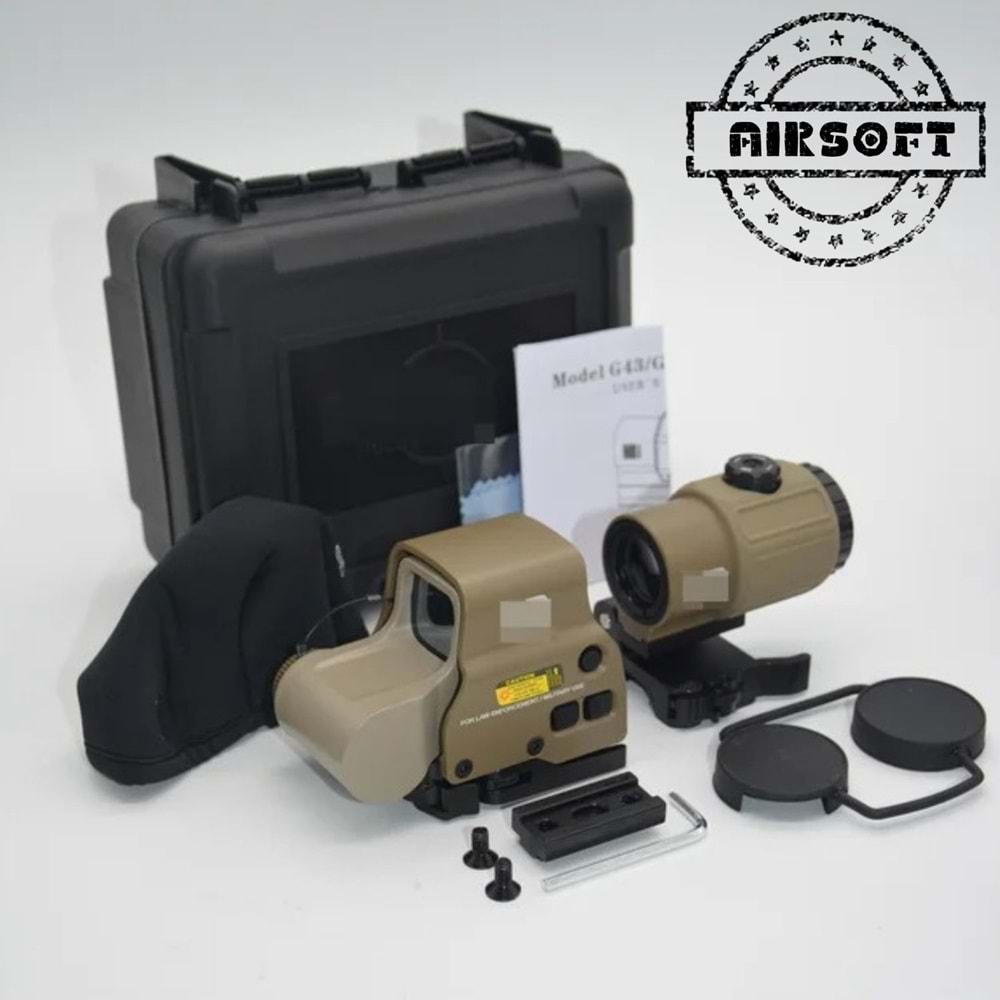 SOTAC 558 G43 Red & Green Dot Holographic Reflex Sight Scope with G43 3X Magnifier Combo Built-in Flip QD Mount Nişangah- Tan
