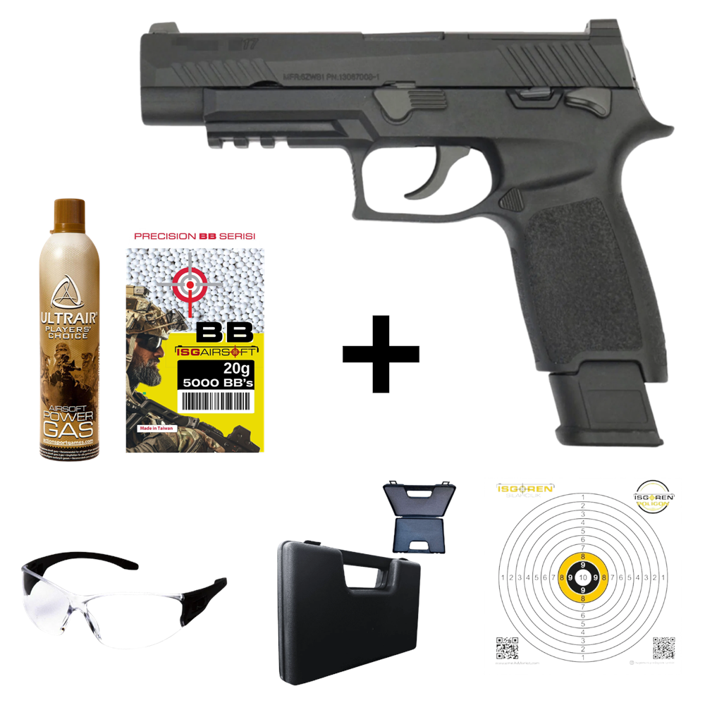 We AEG SIG P320 M17 Green Gas GBB Airsoft Tabanca (F17) Seti