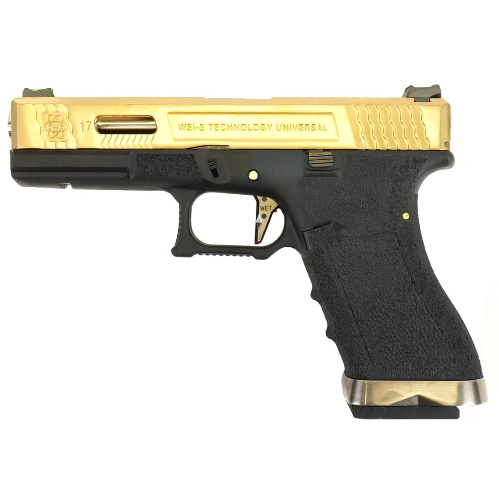 WE GLOCK17 G17 TG GBB AIRSOFT TABANCA Siyah Gövde / Gold Sürgü / Silver Namlu (WE-G001WET-TG)