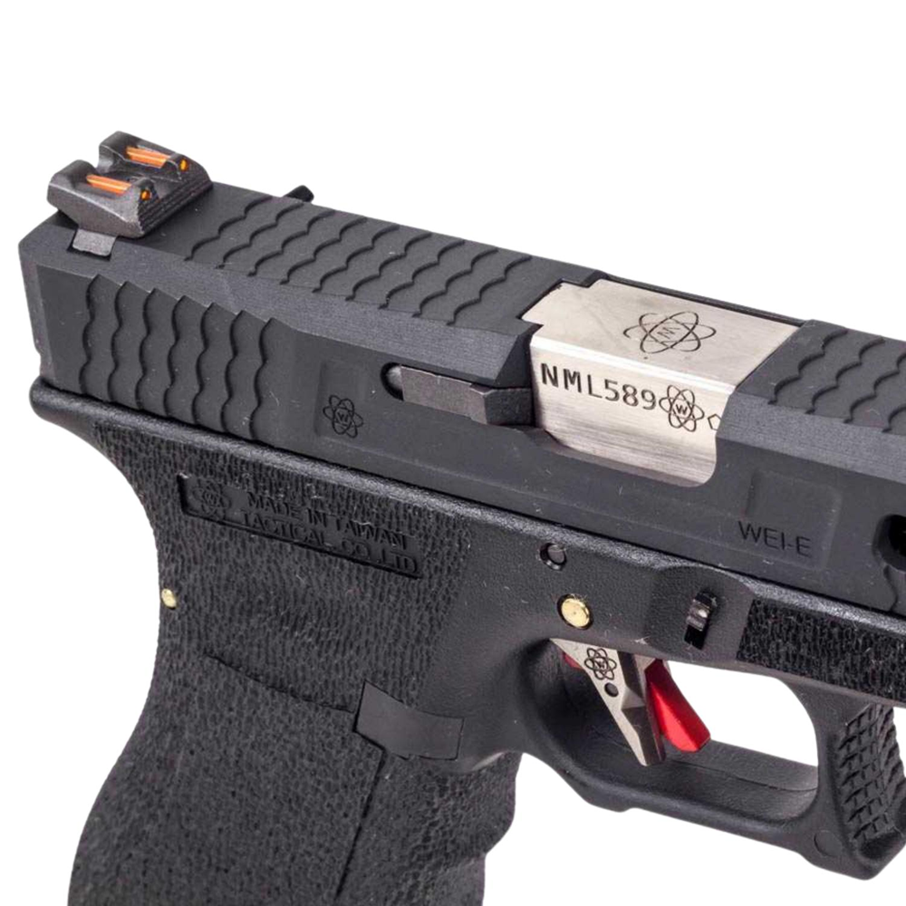WE GLOCK18 G18 FullAuto T5 GBB Airsoft Tabanca Siyah Gövde / Siyah Sürgü / Silver Namlu (WE-G002WET-5)