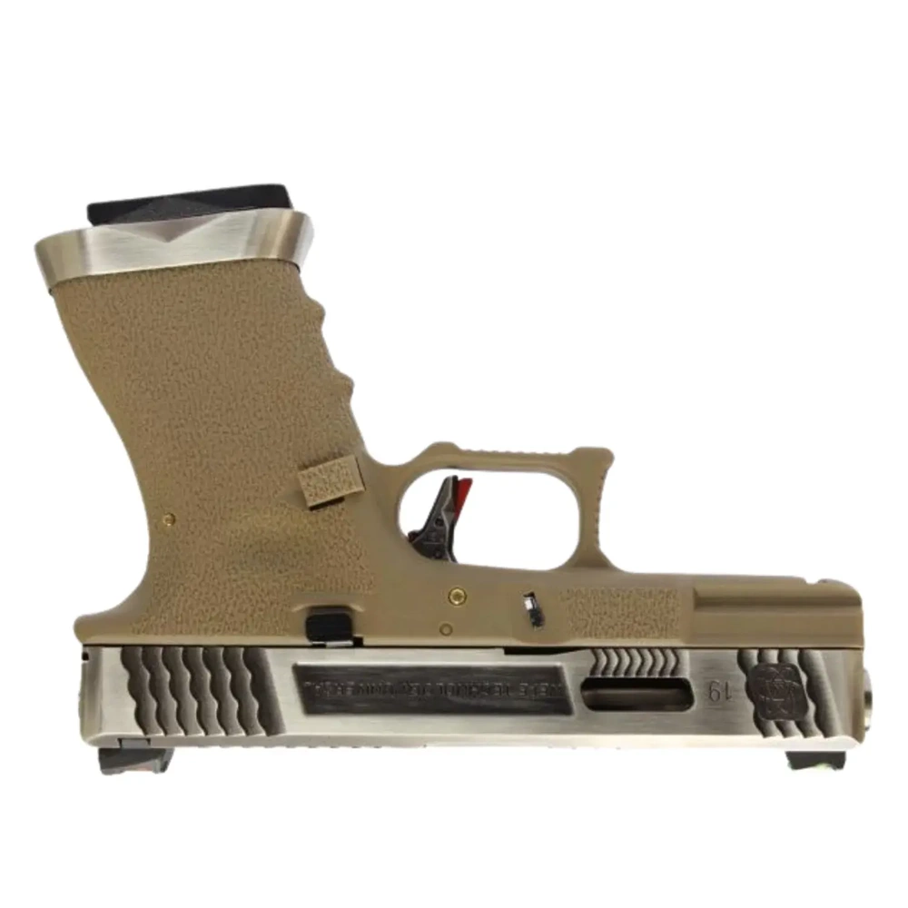 WE Glock G19 T8 Gümüş Kızak & Namlu Tan Gövde GBB Airsoft Tabanca