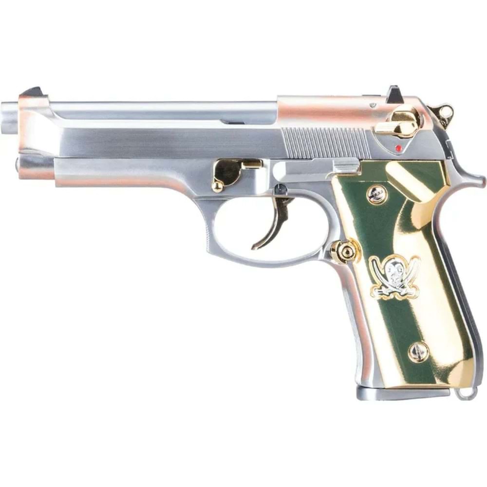 WE M92F ''Calico Jack'' Full Metal GBB Airsoft Tabanca Silver Gold