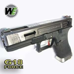 WE GLOCK G18 FORCE GBB Black (Silver Slide + Silver Barrel)