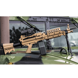 AK FN Herstal Lisanslı M249 Full Metal Gövdeli SAW Makinalı MK46 Airsoft Tüfek - Çöl Rengi