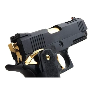 AW HX2711 4.3'' Hi-Capa Slide Cut Compact Black & Gold GBB Airsoft Tabanca