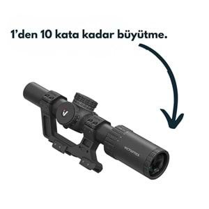 Victoptics S10 LPVO 1-10×24 SFP Tüfek Dürbünü 1-Parça Extreme High Picatinny AR Montaj Kitli OPSL137