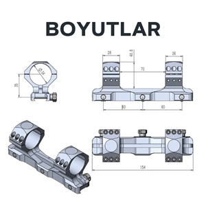 Vector Optics 34mm X-Accu Tek Parça Medium Picatinny Dürbün Montaj Halkası