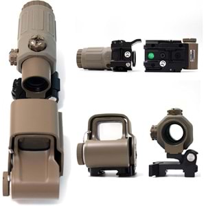 SOTAC 558 G33 TAN Red Dot Holographic Reflex Sight + G33 3X Magnifier Combo Built-in Flip QD Mount Nişangah - TAN