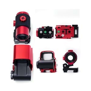 SOTAC 558 G43 Red & Green Dot Holographic Reflex Sight Scope with G43 3X Magnifier Combo Built-in Flip QD Mount Nişangah- Kırmızı