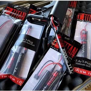 Titan 3000mAh 11.1v Nunchuck T-Plug (Deans) Airsoft Li Ion Pil - 1157