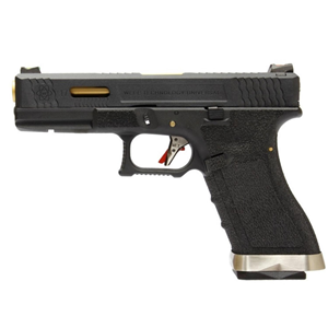 WE GLOCK17 G17 T1 GBB AIRSOFT TABANCA Siyah Gövde / Siyah Sürgü / Gold Namlu (WE-G001WET-1)