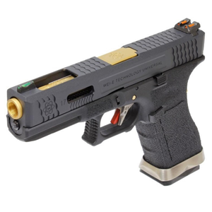 WE GLOCK17 G17 T1 GBB AIRSOFT TABANCA Siyah Gövde / Siyah Sürgü / Gold Namlu (WE-G001WET-1)