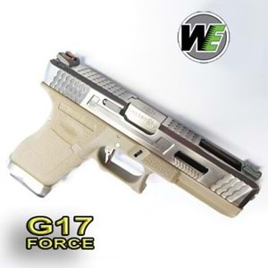 WE GLOCK G17 FORCE GBB TAN T8 (Silver Slide + Silver Barrel)