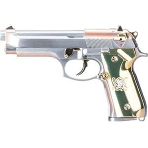 WE M92F ''Calico Jack'' Full Metal GBB Airsoft Tabanca Silver Gold