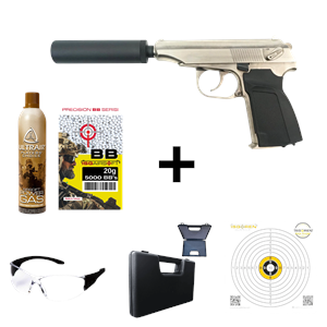WE MAKAROV Susturuculu SILVER Airsoft GBB Tabanca Seti