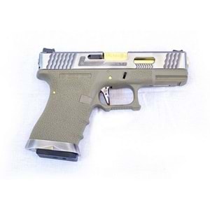 WE GLOCK G19 FORCE GBB TAN (Silver Slide + Gold Barrel)