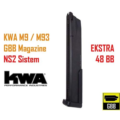 KWA M9 PTP M93R-2 NS2 GBB Şarjör (48 Kapasite)