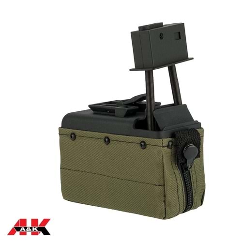 A&K Airsoft M249 Tipi AEG'ler için 1500 BB Box Şarjör - Yeşil Renk