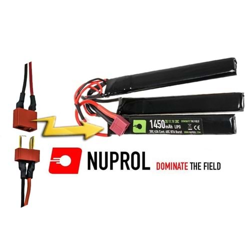 Nuprol AIRSOFT LIPO PIL 11.1V 1450MAH 30C T-PLUG NUNCHUCK (8124)
