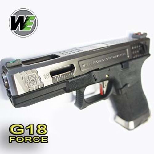 WE GLOCK G18 FORCE GBB Black (Silver Slide + Silver Barrel)