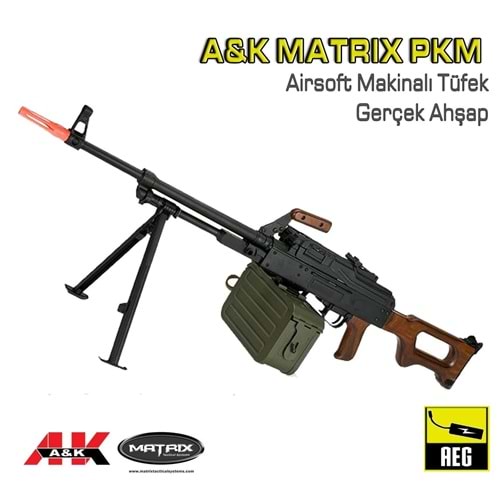 AK Matrix PKM Airsoft Makinalı Tüfek - Gerçek Ağaç