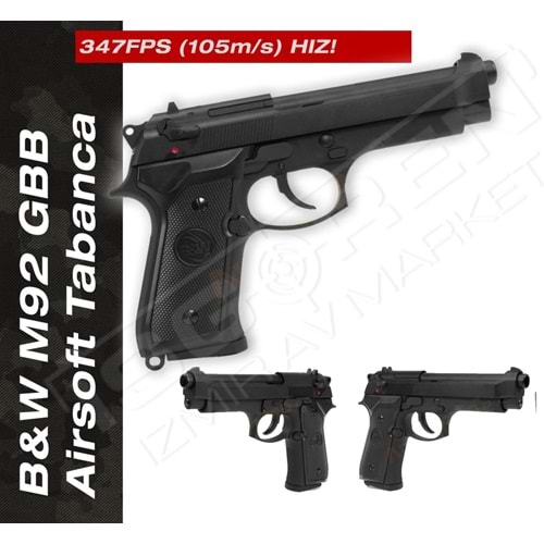 BW M92 Beretta SIYAH GBB Airsoft Tabanca
