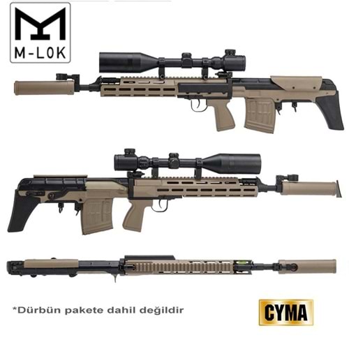 CYMA SVU Dragunov M-Lok handguard AEG Sniper Rifle CM057C-TAN