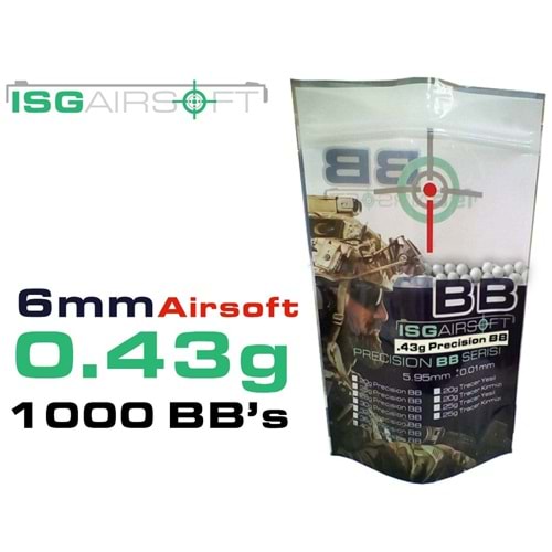 ISGairsoft BB 0.43g Airsoft BB 1000adet