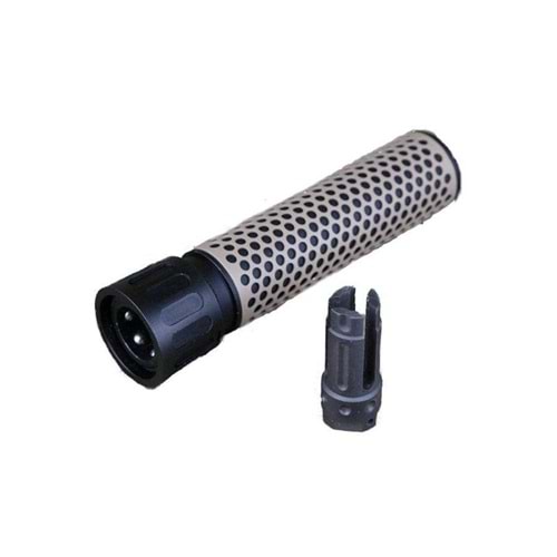 ISG KAC Stili QDC Uzun Airsoft Susturucu Replika seti 17.5cm- Siyah
