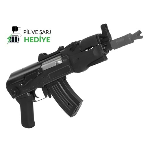 JG AK47-B SPETSNAZ Airsoft AEG Tüfek Set – Siyah Katlanır Dipçik (0510B)