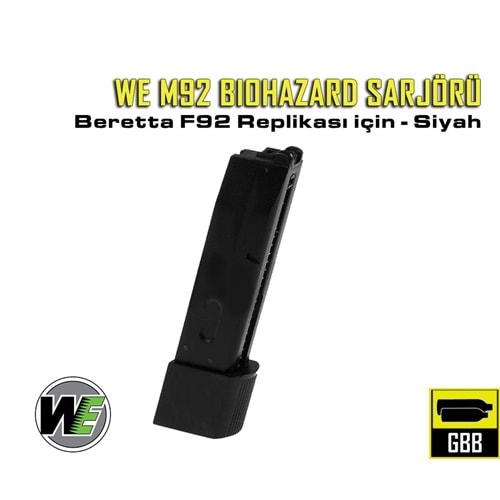 WE BIOHAZARD M92 BERETTA F92 26 BB ŞARJÖR - SİYAH RENK