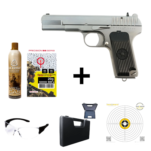 WE Tokarev SILVER TT3 GBB Airsoft GasBlowback Gümüş Tabanca Seti