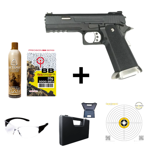 WE Hi Capa 4.3 ALLOSAURUS SIYAH FullAUTO Airsoft Tabanca Seti